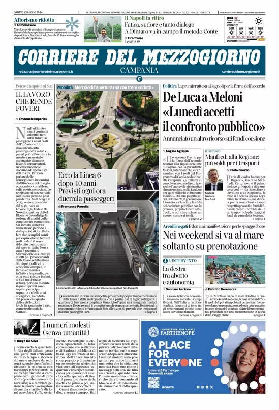 Prima-pagina-corriere del mezzogiorno-del-2024-07-13